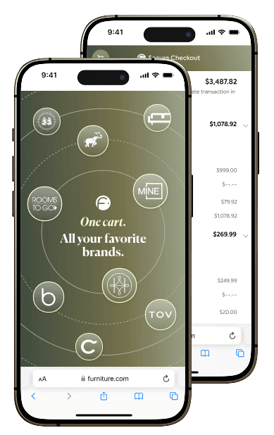 Mobile app showing AI-powered furniture browsing