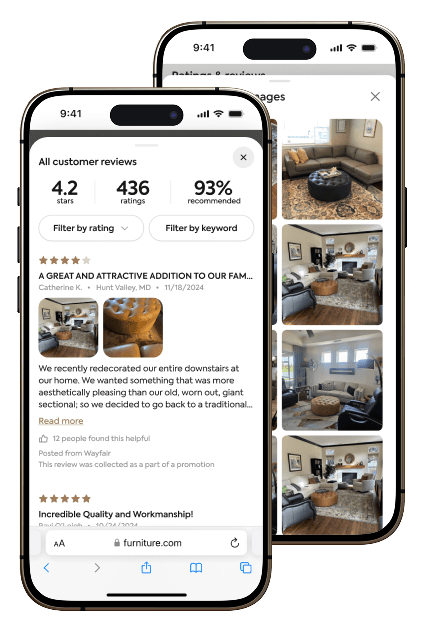 Product reviews and ratings interface