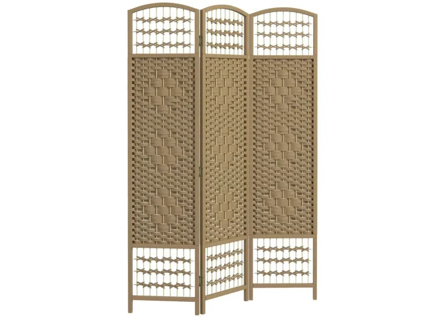 Natural Room Partition: 3-Panel Folding Wave Privacy Screen
