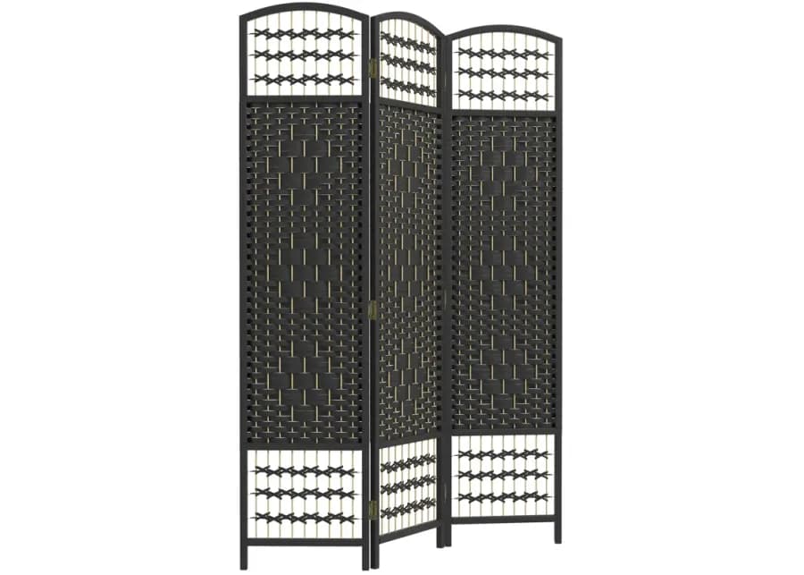 Black Space Divider: 3-Panel Folding Wave Room Partition by Mathis Home ...